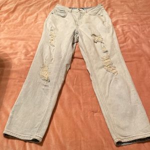 Super-High Rise Distressed Curvy Mom Taper Jeans - Wild Fable Light Wash